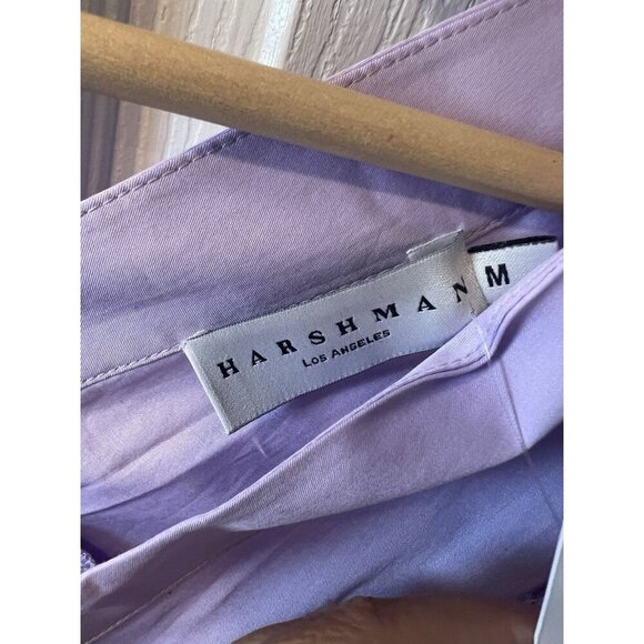 HARSHMAN Lilac Cheryl Blouse Size Medium Cotton V-neck Ballon Sleeves Tuckernuck - Picture 9 of 11